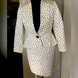 Neiman Marcus White with Black Polka Dots Suit